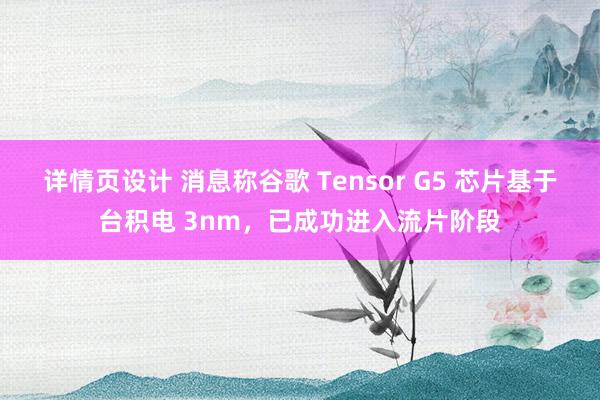 详情页设计 消息称谷歌 Tensor G5 芯片基于台积电 3nm，已成功进入流片阶段