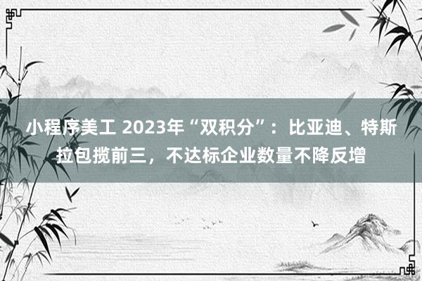 小程序美工 2023年“双积分”：比亚迪、特斯拉包揽前三，不达标企业数量不降反增