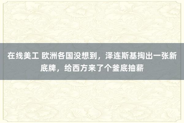 在线美工 欧洲各国没想到，泽连斯基掏出一张新底牌，给西方来了个釜底抽薪