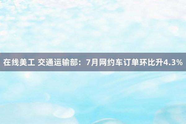 在线美工 交通运输部：7月网约车订单环比升4.3%