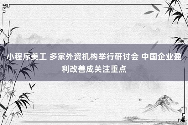 小程序美工 多家外资机构举行研讨会 中国企业盈利改善成关注重点